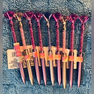 Sparkling Pink Diamond-Top Ballpoint Pens - Pack of 10